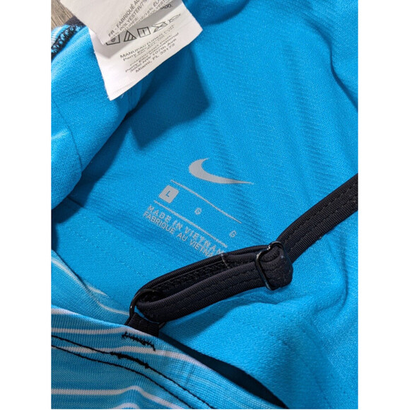 Nike Tank Top Womens Large Blue Striped Sleeveless Halter Performance - Picture 3 of 9
